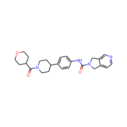 O=C(Nc1ccc(C2CCN(C(=O)C3CCOCC3)CC2)cc1)N1Cc2ccncc2C1 ZINC000166853850