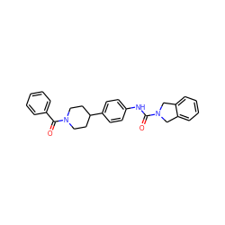 O=C(Nc1ccc(C2CCN(C(=O)c3ccccc3)CC2)cc1)N1Cc2ccccc2C1 ZINC000165875754