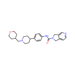 O=C(Nc1ccc(C2CCN(CC3CCOCC3)CC2)cc1)N1Cc2ccncc2C1 ZINC000165846251