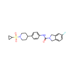 O=C(Nc1ccc(C2CCN(S(=O)(=O)C3CC3)CC2)cc1)N1Cc2ccc(F)cc2C1 ZINC001772582400