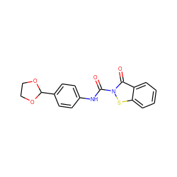 O=C(Nc1ccc(C2OCCO2)cc1)n1sc2ccccc2c1=O ZINC000169311130