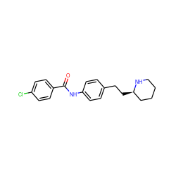 O=C(Nc1ccc(CC[C@@H]2CCCCN2)cc1)c1ccc(Cl)cc1 ZINC000117714072