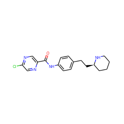 O=C(Nc1ccc(CC[C@@H]2CCCCN2)cc1)c1cnc(Cl)cn1 ZINC000117737340