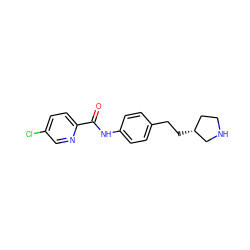 O=C(Nc1ccc(CC[C@@H]2CCNC2)cc1)c1ccc(Cl)cn1 ZINC000117717323