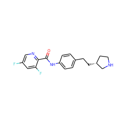 O=C(Nc1ccc(CC[C@@H]2CCNC2)cc1)c1ncc(F)cc1F ZINC000117733840