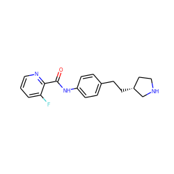 O=C(Nc1ccc(CC[C@@H]2CCNC2)cc1)c1ncccc1F ZINC000117724344