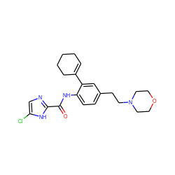 O=C(Nc1ccc(CCN2CCOCC2)cc1C1=CCCCC1)c1ncc(Cl)[nH]1 ZINC000146932269