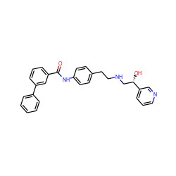 O=C(Nc1ccc(CCNC[C@H](O)c2cccnc2)cc1)c1cccc(-c2ccccc2)c1 ZINC000049067400