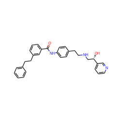 O=C(Nc1ccc(CCNC[C@H](O)c2cccnc2)cc1)c1cccc(CCc2ccccc2)c1 ZINC000049015243