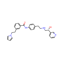 O=C(Nc1ccc(CCNC[C@H](O)c2cccnc2)cc1)c1cccc(CCn2cccc2)c1 ZINC000049089729