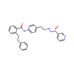 O=C(Nc1ccc(CCNC[C@H](O)c2cccnc2)cc1)c1ccccc1CCc1ccccc1 ZINC000049014076