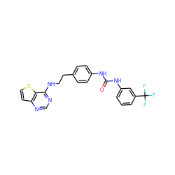 O=C(Nc1ccc(CCNc2ncnc3ccsc23)cc1)Nc1cccc(C(F)(F)F)c1 ZINC000040391667