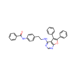 O=C(Nc1ccc(CCNc2ncnc3oc(-c4ccccc4)c(-c4ccccc4)c23)cc1)c1ccccc1 ZINC000053314752