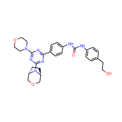 O=C(Nc1ccc(CCO)cc1)Nc1ccc(-c2nc(N3CCOCC3)nc(N3[C@H]4CC[C@H]3COC4)n2)cc1 ZINC000101366735