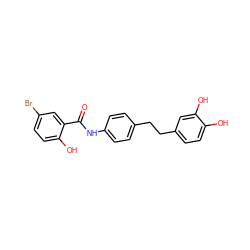 O=C(Nc1ccc(CCc2ccc(O)c(O)c2)cc1)c1cc(Br)ccc1O ZINC000028009728