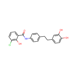 O=C(Nc1ccc(CCc2ccc(O)c(O)c2)cc1)c1cccc(Cl)c1O ZINC000096305591