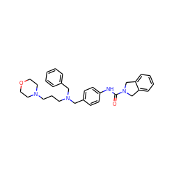 O=C(Nc1ccc(CN(CCCN2CCOCC2)Cc2ccccc2)cc1)N1Cc2ccccc2C1 ZINC000167247268