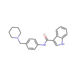 O=C(Nc1ccc(CN2CCCCC2)cc1)c1c[nH]c2ccccc12 ZINC000096914940