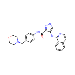 O=C(Nc1ccc(CN2CCOCC2)cc1)c1n[nH]cc1Nc1nccc2ccccc12 ZINC001772575249