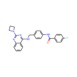 O=C(Nc1ccc(CNc2nc(N3CCC3)nc3ccccc23)cc1)c1ccc(F)cc1 ZINC000144482710