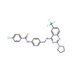 O=C(Nc1ccc(CNc2nc(N3CCCC3)nc3ccc(C(F)(F)F)cc23)cc1)c1ccc(Cl)cc1 ZINC000143895158