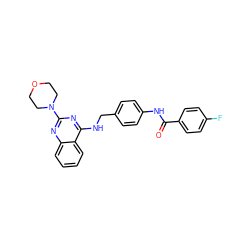 O=C(Nc1ccc(CNc2nc(N3CCOCC3)nc3ccccc23)cc1)c1ccc(F)cc1 ZINC000141982596