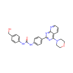 O=C(Nc1ccc(CO)cc1)Nc1ccc(-c2nc(N3CCOCC3)c3cccnc3n2)cc1 ZINC001772570670