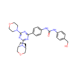 O=C(Nc1ccc(CO)cc1)Nc1ccc(-c2nc(N3CCOCC3)nc(N3[C@H]4CC[C@H]3COC4)n2)cc1 ZINC000101366725