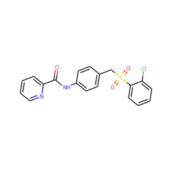 O=C(Nc1ccc(CS(=O)(=O)c2ccccc2Cl)cc1)c1ccccn1 ZINC000058592774