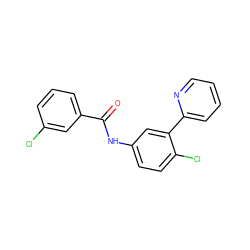 O=C(Nc1ccc(Cl)c(-c2ccccn2)c1)c1cccc(Cl)c1 ZINC000045255021