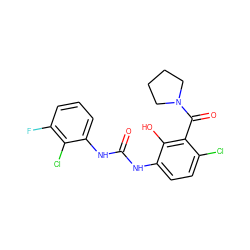 O=C(Nc1ccc(Cl)c(C(=O)N2CCCC2)c1O)Nc1cccc(F)c1Cl ZINC000653899273