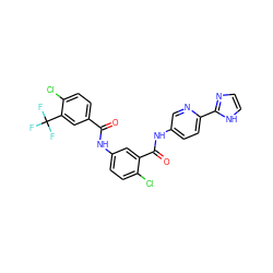O=C(Nc1ccc(Cl)c(C(=O)Nc2ccc(-c3ncc[nH]3)nc2)c1)c1ccc(Cl)c(C(F)(F)F)c1 ZINC000299867331