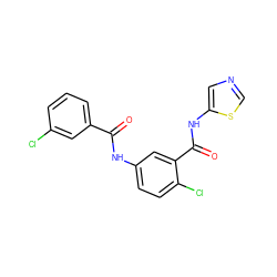 O=C(Nc1ccc(Cl)c(C(=O)Nc2cncs2)c1)c1cccc(Cl)c1 ZINC000040872347