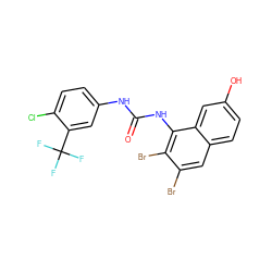 O=C(Nc1ccc(Cl)c(C(F)(F)F)c1)Nc1c(Br)c(Br)cc2ccc(O)cc12 ZINC000071411195