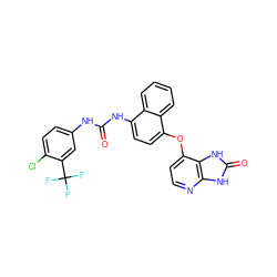 O=C(Nc1ccc(Cl)c(C(F)(F)F)c1)Nc1ccc(Oc2ccnc3[nH]c(=O)[nH]c23)c2ccccc12 ZINC000040428786