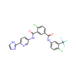 O=C(Nc1ccc(Cl)c(C(F)(F)F)c1)c1ccc(Cl)c(C(=O)Nc2ccc(-c3ncc[nH]3)nc2)c1 ZINC000299870575