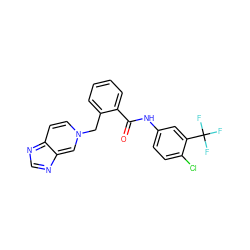 O=C(Nc1ccc(Cl)c(C(F)(F)F)c1)c1ccccc1Cn1ccc2ncnc-2c1 ZINC000100062267