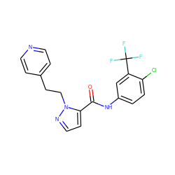 O=C(Nc1ccc(Cl)c(C(F)(F)F)c1)c1ccnn1CCc1ccncc1 ZINC000028822056