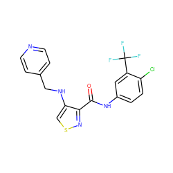 O=C(Nc1ccc(Cl)c(C(F)(F)F)c1)c1nscc1NCc1ccncc1 ZINC000040913815