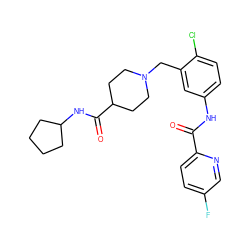 O=C(Nc1ccc(Cl)c(CN2CCC(C(=O)NC3CCCC3)CC2)c1)c1ccc(F)cn1 ZINC000210587098