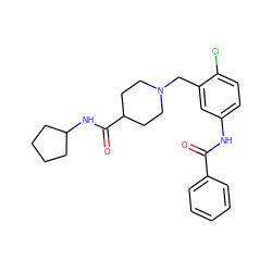 O=C(Nc1ccc(Cl)c(CN2CCC(C(=O)NC3CCCC3)CC2)c1)c1ccccc1 ZINC000210248659