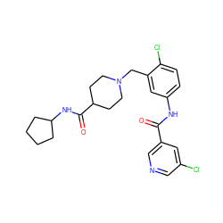 O=C(Nc1ccc(Cl)c(CN2CCC(C(=O)NC3CCCC3)CC2)c1)c1cncc(Cl)c1 ZINC000210587333