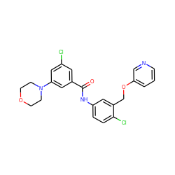 O=C(Nc1ccc(Cl)c(COc2cccnc2)c1)c1cc(Cl)cc(N2CCOCC2)c1 ZINC000103247891