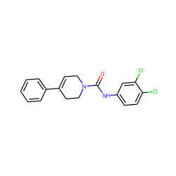 O=C(Nc1ccc(Cl)c(Cl)c1)N1CC=C(c2ccccc2)CC1 ZINC000000608892