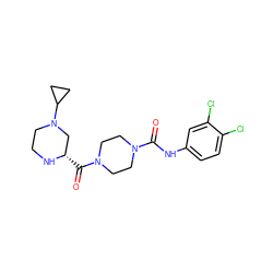 O=C(Nc1ccc(Cl)c(Cl)c1)N1CCN(C(=O)[C@H]2CN(C3CC3)CCN2)CC1 ZINC000084711116