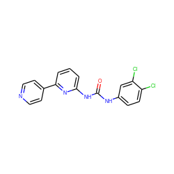 O=C(Nc1ccc(Cl)c(Cl)c1)Nc1cccc(-c2ccncc2)n1 ZINC000096284259