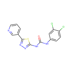 O=C(Nc1ccc(Cl)c(Cl)c1)Nc1nnc(-c2cccnc2)s1 ZINC000096284256