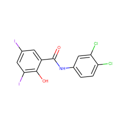 O=C(Nc1ccc(Cl)c(Cl)c1)c1cc(I)cc(I)c1O ZINC000029561853