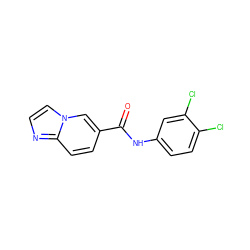 O=C(Nc1ccc(Cl)c(Cl)c1)c1ccc2nccn2c1 ZINC000057757516