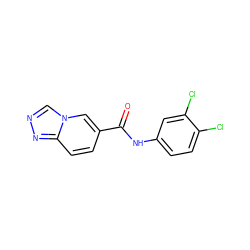 O=C(Nc1ccc(Cl)c(Cl)c1)c1ccc2nncn2c1 ZINC000161559688